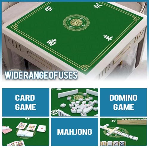 Mahjong Mat, Non-Slip Noise Reducing Game Mat, 31.5 Inch Mahjong Table Mat,Mahjong Mat with Cloth Bag and Carton Storage,Suitable for Mahjong, Dominoes, Solitaire and Other Games. (Green) - color: Green