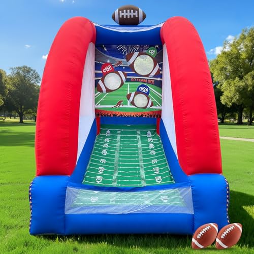 OZIS Inflatable Carnival Games with 2 Balls - Football Toss Throwing Target with Built-in Blower, Easy Setup for Indoor/Outdoor Commercial, Birthday Parties, and Lawn Interactive Game - size: Single Target