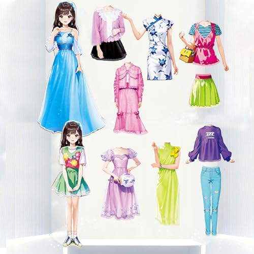 Magnetic Dress Up Paper Doll,Magnet Princess Dress Up Dolls for Girls Ages 4-7 Kids,Travel Activities Road Trip Car Ride Interactive Learning Created Imagine Set Birthday Gift (E Set) - color: E Set