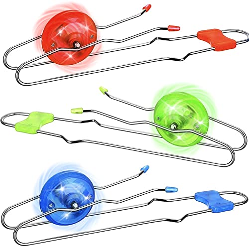 Jishi Retro Magic Rail Twirler 3Pcs Light Up Glow Magnetic Gyro Wheel, Kids Classic Vintage Trick Yoyo Sensory Fidget Toys, Cool Unique Nostalgia Gifts Fun Stocking Stuffers for 3+ Year Old Boys Girls - style: Wave