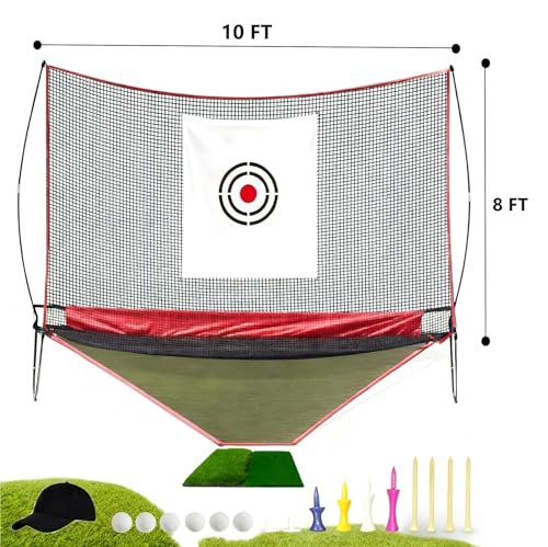 Professional Golf Practice Net - 10x8FT Large Backyard Hitting Net & Automatic Ball Return Design for Outdoor Driving Range Adults Training