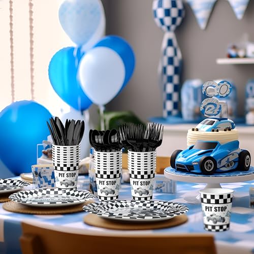 Race Car Birthday Party Favors & Supplies - Racing Car Theme Tableware Set with Plates, Napkins, and Forks - style: Race Car