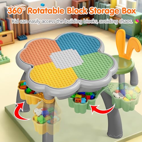 OCATO Kids Toddler Table and Chair Set: Sensory Activity Tables with Rabbit Chairs and Large Marble Run Building Blocks Storage All in One Play Sand Water Table 3 4 5 6 Year Old Boy Girl Toys Gifts - color: Yellow