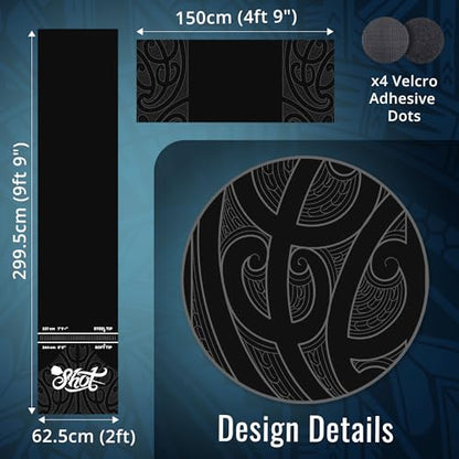 Shot! - T-Shape Rubber Darts Mat - Enhanced Floor Protection from Bounce-Outs - Heavy-Duty Rubber - Easy Set Up & Roll Up - Dart Board Floor Protector - Black