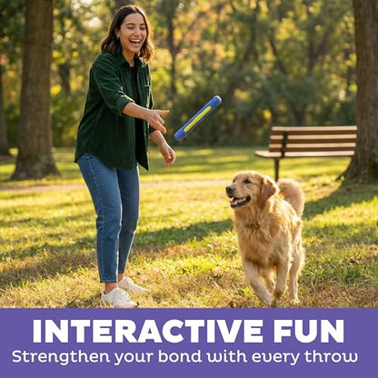 Outward Hound FlyFetch Stick Dog Toy, Durable Natural Rubber, Lightweight, All Breeds, 10.4" - color: Stick Purple