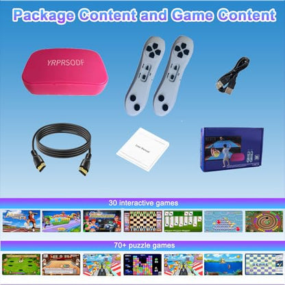 YRPRSODF TV Game Console Built in 100+ Games, Handheld Video Game Machine with 2.4G Wireless Gamepad Somatosensory Control, HD Plug and Play, Home Interactive& Puzzle Games, Red - size: Red