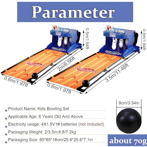 Home Bowling Game Machine, Foldable Indoor Electronic Bowling Alley with LED Scoreboard, Fun Family Activity, 2m Long, Ideal for Kids and Adults, Perfect for Parties