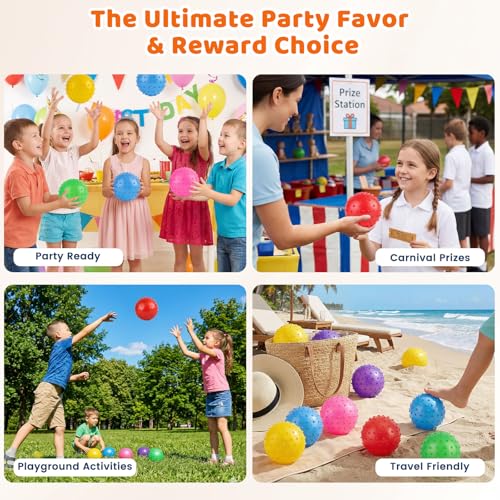 LOVEINUSA 8PCS Bounce Balls with Pump, 7 inch Spiky Massage Sensory Balls for Kids Party Favors