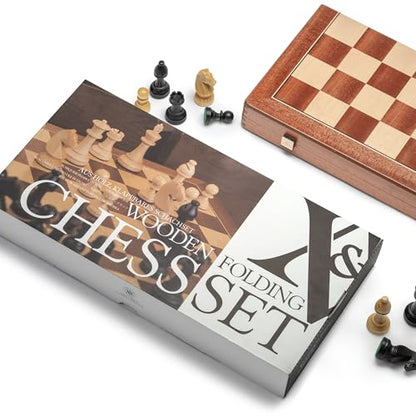 A&A Premium Tournament Chess Set, 19" Wooden Board & 3.75" King Height Staunton Pieces with 2 Extra Queens, Portable Travel Game Set (Natural Mahogany, 19 Inches) - color: Mahogany-o, size: 19 Inches