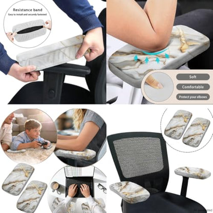 Blue Marble Print Office Chair Arm Cushion Soft Breathable Universal Protective Desk Chair Seat Cover with Armrest Pads for Game and PC Chairs - color: Blue Marble Print