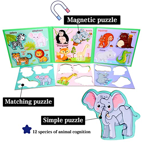 Magnetic Puzzles for Kids 3-5, Travel Toddler Animal Take-Along Toy | Magnetic Activity Toy for Boys & Girls, Preschoolers and Kids 3+, Learning Magnet Gift for Road Trip - style: Animal