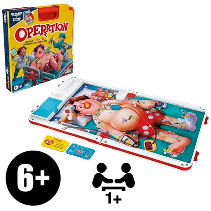 Operation Electronic Board Game with All-in-One Carrying Case | 2 Ways to Play | Ages 6+ | 1+ Players | 10 Mins. | Fun Kids Games