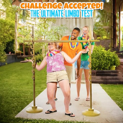 Fun Express Deluxe Limbo Game Set for Kids and Adults - Adjustable Height Bar with Sturdy Base | Perfect for Outdoor Birthday Parties, Luau Games, Lawn Activities & Family Gatherings
