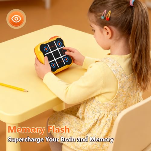 Tic Tac Toe Game, 3-in-1 Game Machine, Handheld Electronic Puzzle Games, Portable Travel Game for Trip, Office Break, Queue Time, Birthday Gift for Kids Adult - color: Yellow