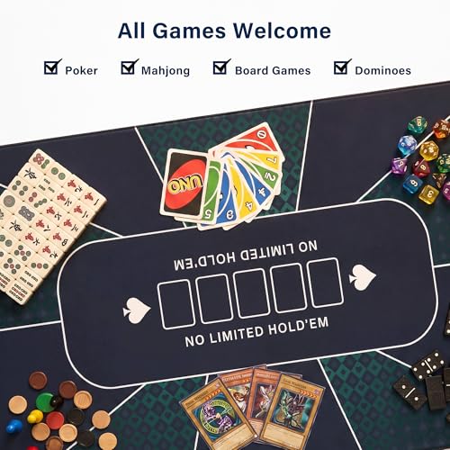 LAUSAINT HOME Board Game Table with Removable Table Top, 54” x 31” Play Area, Gaming and Dining Table with 2 Play Mats, Detachable Cup Holders and Trays for 6 Players, for Card, DND and Poker, Walnut - size: REC w/Two Mats