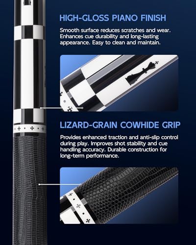 KONLLEN Maple Pool Cue Stick for Adults - Features Low Deflection Shaft, Titanium Alloy 3/8x8 Joint, and 12mm Tip - color: GW1