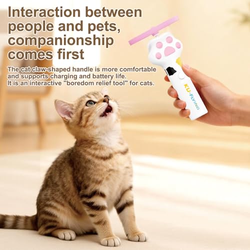 Cat & Small Dog Disc Launcher Toy, Rechargeable Flying Spinner Fetch Interactive Pet Toy with LED Lights, Adjustable Launch Control for Indoor Outdoor Play (White) - color: Fly-White