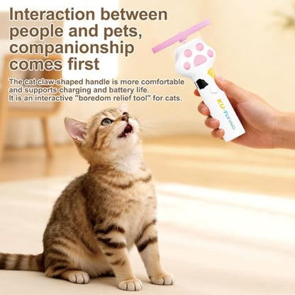 Cat & Small Dog Disc Launcher Toy, Rechargeable Flying Spinner Fetch Interactive Pet Toy with LED Lights, Adjustable Launch Control for Indoor Outdoor Play (White) - color: Fly-White