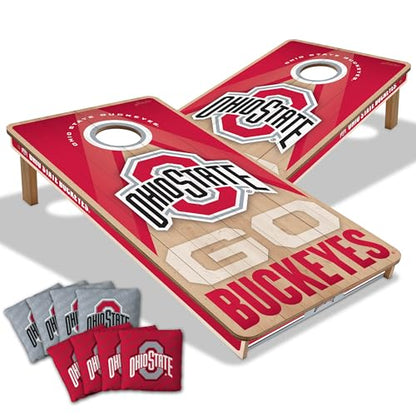 YouTheFan NCAA 2' x 4' Slogan Series Professional Wood Cornhole Game with Logo Bags - color: Ohio State Buckeyes