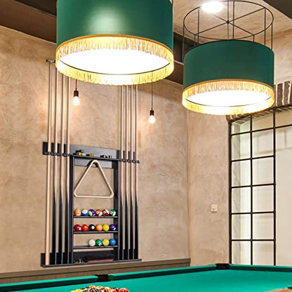 XCSOURCE Pool Stick Holder, Pool Cue Rack Wall Mount, 8 Pool Cue Holder Wall Billiard Cue Rack, Made of 100% Solid Pine Wood, Pool Table Accessories for Billiard Room or Club (Cue Rack Only) - color: Black, 8 Pool