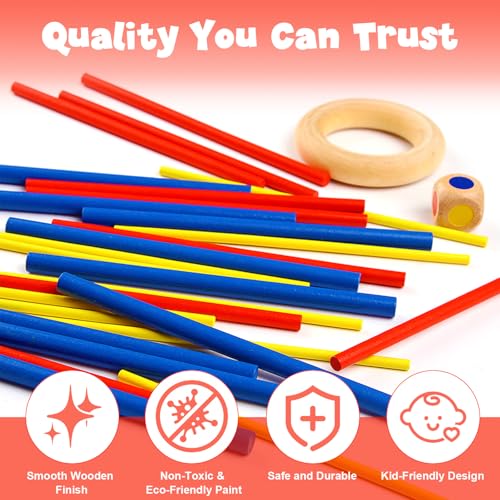 Wanheart Balance & Fun Wooden Stick Toys Family Game for Kids, Adults & Seniors – Enhances Coordination, Focus & Patience Training – Perfect for Family Gatherings, Parties & Travel