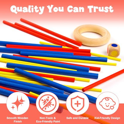 Wanheart Balance & Fun Wooden Stick Toys Family Game for Kids, Adults & Seniors – Enhances Coordination, Focus & Patience Training – Perfect for Family Gatherings, Parties & Travel