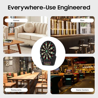 Electronic Dart Board, 6 Darts Scoreboard LED Electric Digital Auto-Scoring Dartboard Innovative Dart Machine, up to 16 Players, 27 Games, 243 Variations