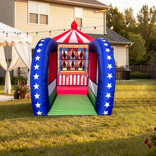 OZIS 6.5x6.5x9Ft Inflatable Ring Toss Game with Built-in Blower Portable Fun Tossing Ring Targets, Interactive Inflatable Carnival Games for Commercial Events, Parties, Family Activities - style: Ring Toss