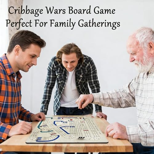 Cribbage Wars Board Game - 2026 Large Wooden Cribbage Set with Traps, Classic Board Game for Family Night & Bar Gatherings (35 x 35cm) (Wooden) - style: Wooden