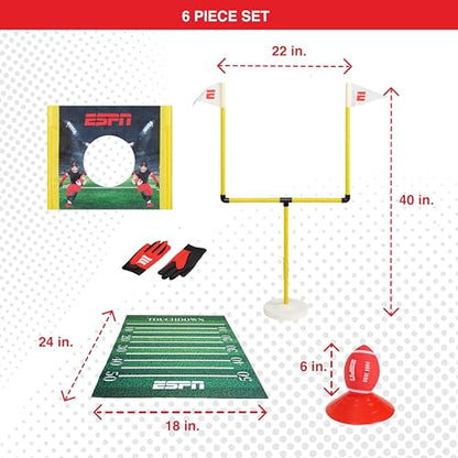 ESPN My First Touchdown Football Game for Kids Aged 3-5, Includes Mini Football, Field Goal Post, Passing Target, Receiver Gloves, and Play Mat