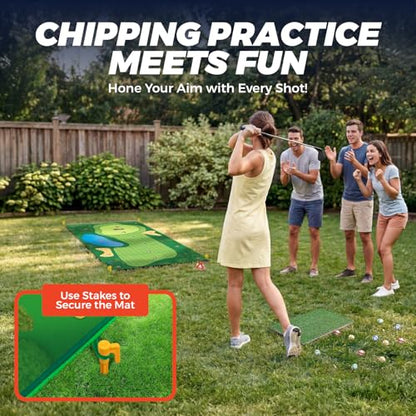 TOY Life Chipping Golf Game Mat Indoor Outdoor Games for Adults and Family Kids Outdoor Play Equipment Stick Chip Game Indoor Golf Set Backyard Games Outdoor Toys for Kids - style: Golf Green Style