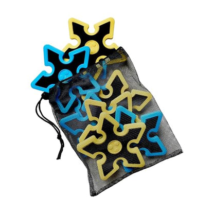 EastPoint Foam Throwing Stars - Pack of 8, Blue & Yellow - Safe Foam Design for Outdoor Games - Lightweight Precision for Axe Throwing Game - Complete Set for Backyard Fun
