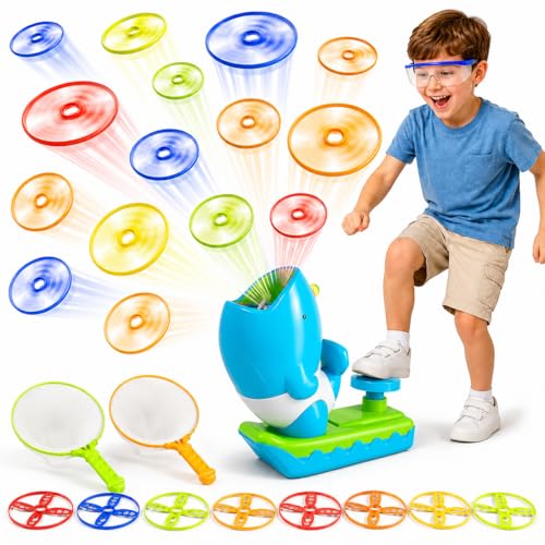 WATUDOU 24 PCS Flying Disc Launcher Outdoor Indoor Game Toys Gifts for 3 4 5 6 Year Old Kids, Outdoor Outside Game Toys for Kids Boys Ages 3-5 4-8, Ideal 3 4 5 6 Year Old Boys Birthday Gifts - style: 29 PCS