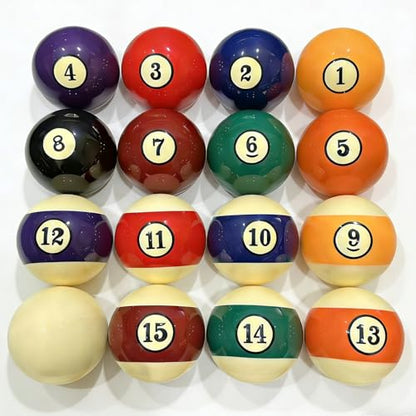 Billiard Balls Set 2-1/4 Inch Regulation Size, 16-Piece Premium Resin Pool Balls for Professional & Home Pool Table Replacement, Tournament Standard Billiard Balls(16 Resin Balls) New Grade A Crystal - style: Large Characters-Black Circle