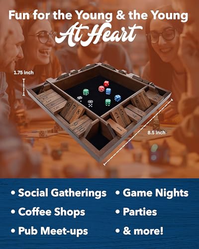 WE Games Shut the Box Wooden Board Game - Classic 4 Player Table Top Math Dice Game, Walnut Stained Wood, 8.5 inch Travel Size, 10 Numbers, for Families and Adults - color: Walnut Stained Wood, size: 8.5 x 8.5 x 1.25 inches