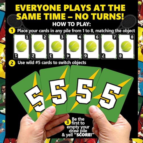 Quokka Tennis Fast-Paced Card Game for Kids & Adults – 128 Cards & Easy Rules – Quick & Fun Matching Game – 2-4 Players – Ages 8+ – Perfect for Family Games Night, Travel and Parties - color: Tennis