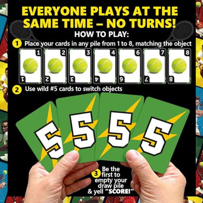Quokka Tennis Fast-Paced Card Game for Kids & Adults – 128 Cards & Easy Rules – Quick & Fun Matching Game – 2-4 Players – Ages 8+ – Perfect for Family Games Night, Travel and Parties - color: Tennis