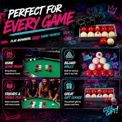 Arrowbash Resin Bumper Pool Balls Set - 10 Regulation Size 2-1/8" Balls with 2 Replace Ball Standard Billiard Ball Set,Bumper Pool Table Accessories