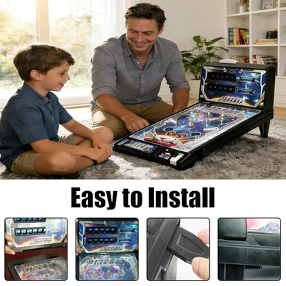 Mini Pinball Machine Electronic Tabletop Arcade Pinball Game Retro Desktop Birthday Pinball Gifts Toy with Light Sound Digital Scoreboard