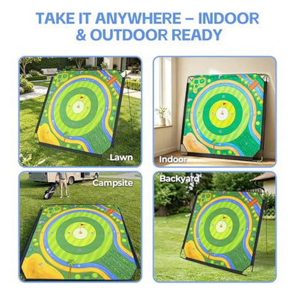 Golf Chipping Game Set with 2 Clubs – Large 71x71 inches Chipping Mat Target, 24 Sticky Balls, Hitting Mat & Scoreboard – Portable Backyard Golf Practice Game for Camping, Home & Gifts