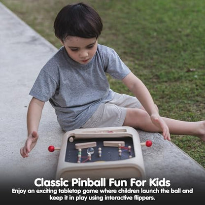 PlanToys® Pinball Wooden Tabletop Arcade Game for Kids Ages 3+ | Montessori Toy for Coordination, Focus & Fine Motor Skills | Eco-Friendly Educational Indoor Game