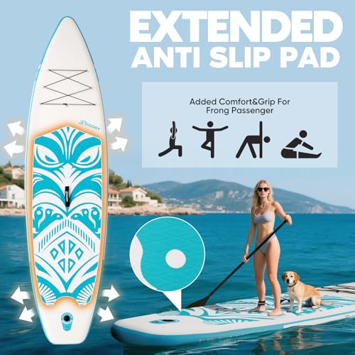 Inflatable Paddle Board,Stand Up Paddle Board Set, Extra Wide SUP Board with Removable Fin, Floating Paddle, Hand Pump, Waterproof Phone Pouch,Traveling Board - color: TT green/Kayak Seat