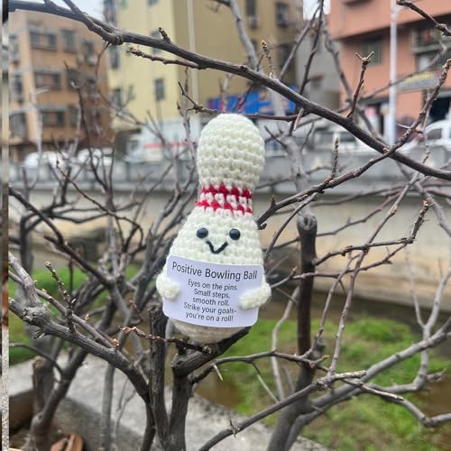 Bowling Accessories Crochet Gifts, Emotional Support Bowling Pin Office Desk Decor Decorations for Women Men (Positive Bowling Ball) - style: Positive Bowling Ball