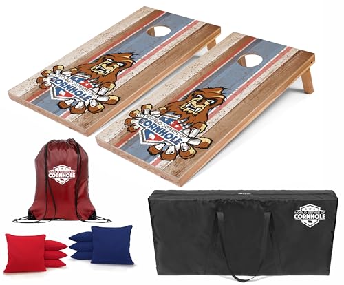 World Series of Cornhole Regulation Size Cornhole Boards - Lightweight & Durable All-Wood Construction | Backyard Bean Bag Toss Set | Outdoor Game for Tailgates & BBQs - color: Animated Sasquatch