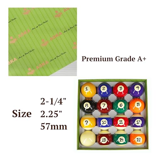 ASKA Billiards Pool Boston Numbered Balls Set, 16 Balls Including a Cue Ball - style: PB17