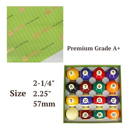 ASKA Billiards Pool Boston Numbered Balls Set, 16 Balls Including a Cue Ball - style: PB17