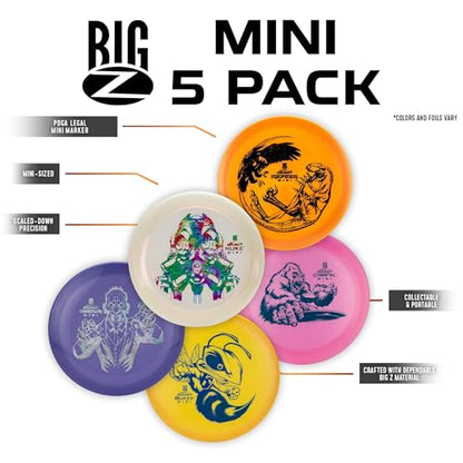 Mini Big Z Disc Golf Set | Five Mini Discs | Made for Fun, Marking, and Collecting (Colors and Foils Will Vary)