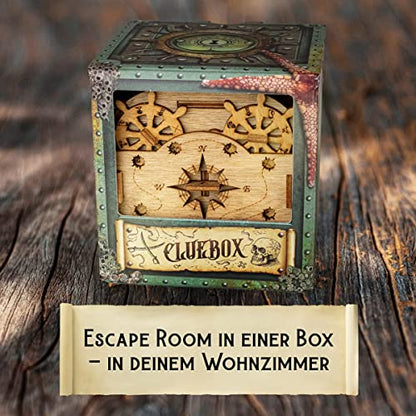 iDventure Cluebox - Davy Jones Locker - Escape Room Game - Pirate Puzzle Box - Gift Box - 3D Wooden Puzzle for Adults - Wooden Jigsaw - Brain Teaser - Birthday Gift Gadget for Men - Money Box - color: Davy Jone's Locker