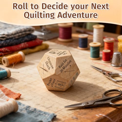 Quilter's Dice, Handmade Wooden Quilting Decision Dice with 12 Engraved Sewing Tasks, Fun Quilting Motivation Tool for Quilters, Sewists & Craft Lovers, Easter Basket Stuffers - style: Quilter's Dice