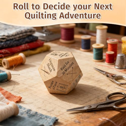 Quilter's Dice, Handmade Wooden Quilting Decision Dice with 12 Engraved Sewing Tasks, Fun Quilting Motivation Tool for Quilters, Sewists & Craft Lovers, Easter Basket Stuffers - style: Quilter's Dice
